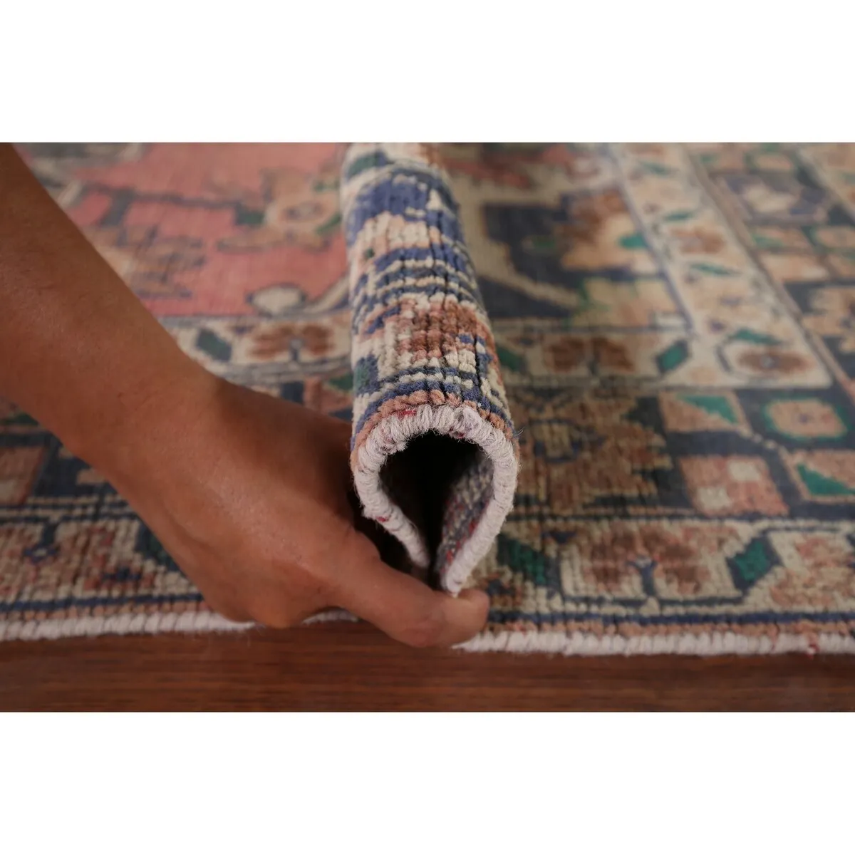 Distressed Pink Bakhtiari Antique Persian Rug Hand-Knotted Wool Carpet - 4'1 x 7'7
