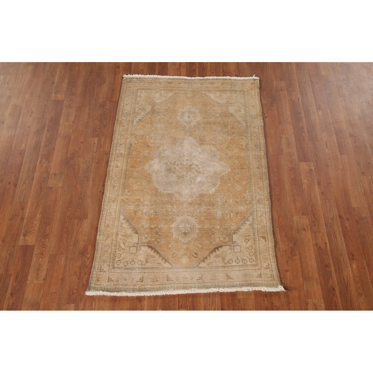 Distressed Tabriz Persian Vintage Foyer Rug Hand-Knotted Wool Carpet - 3'1 x 4'10