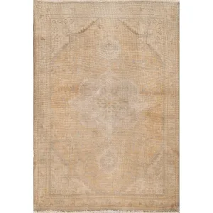 Distressed Tabriz Persian Vintage Foyer Rug Hand-Knotted Wool Carpet - 3'1 x 4'10