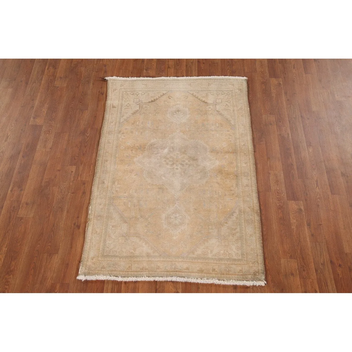 Distressed Tabriz Persian Vintage Foyer Rug Hand-Knotted Wool Carpet - 3'1 x 4'10