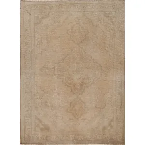 Distressed Tabriz Persian Vintage Hand-Knotted Wool Carpet - 3'1 x 4'9