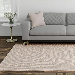 Domani Clouds Contemporary Hand-Knotted Ivory Heathered Rug