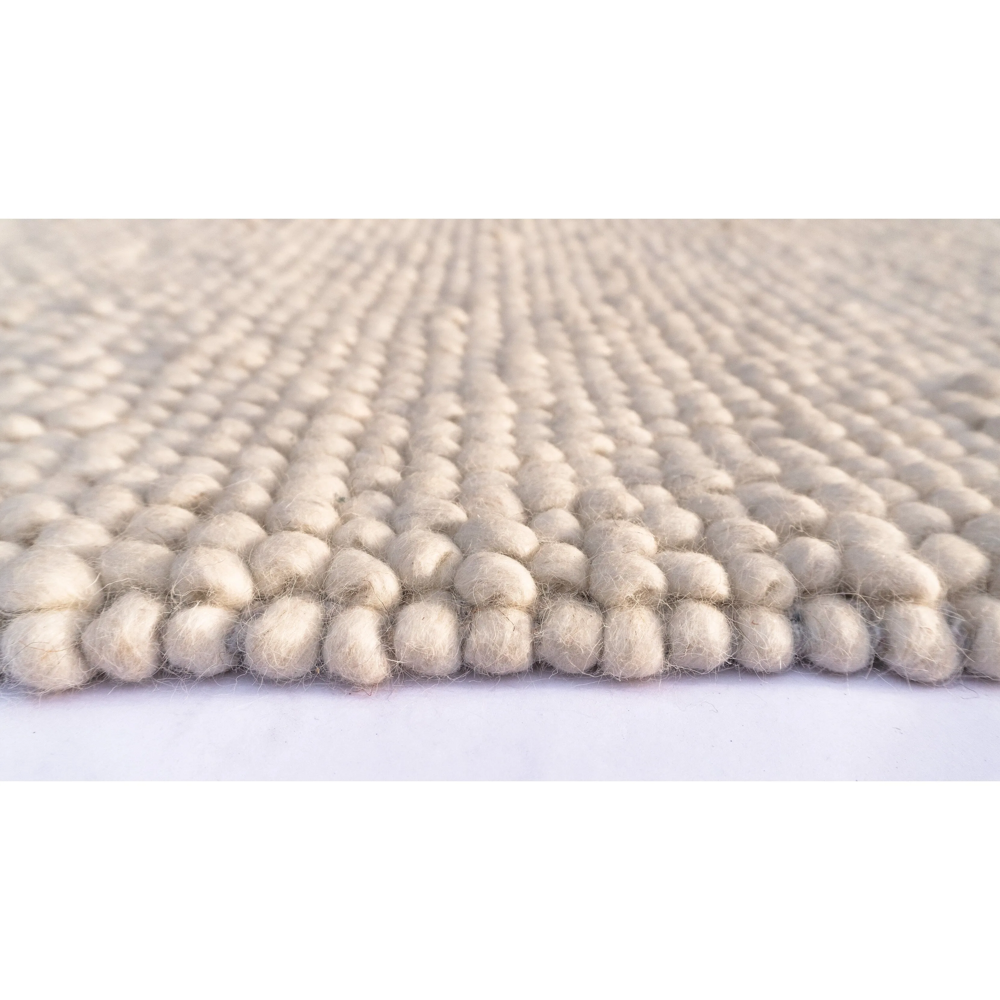 Domani Clouds Contemporary Hand-Knotted Ivory Heathered Rug