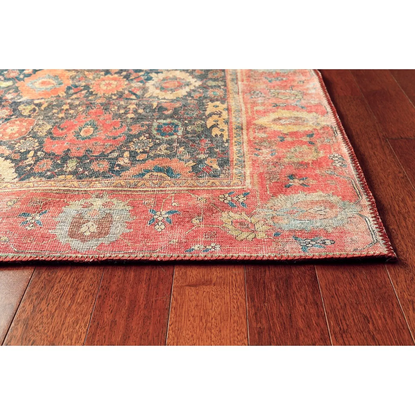 Domani Grove Machine Washable Vintage In Red Traditions Area Rug