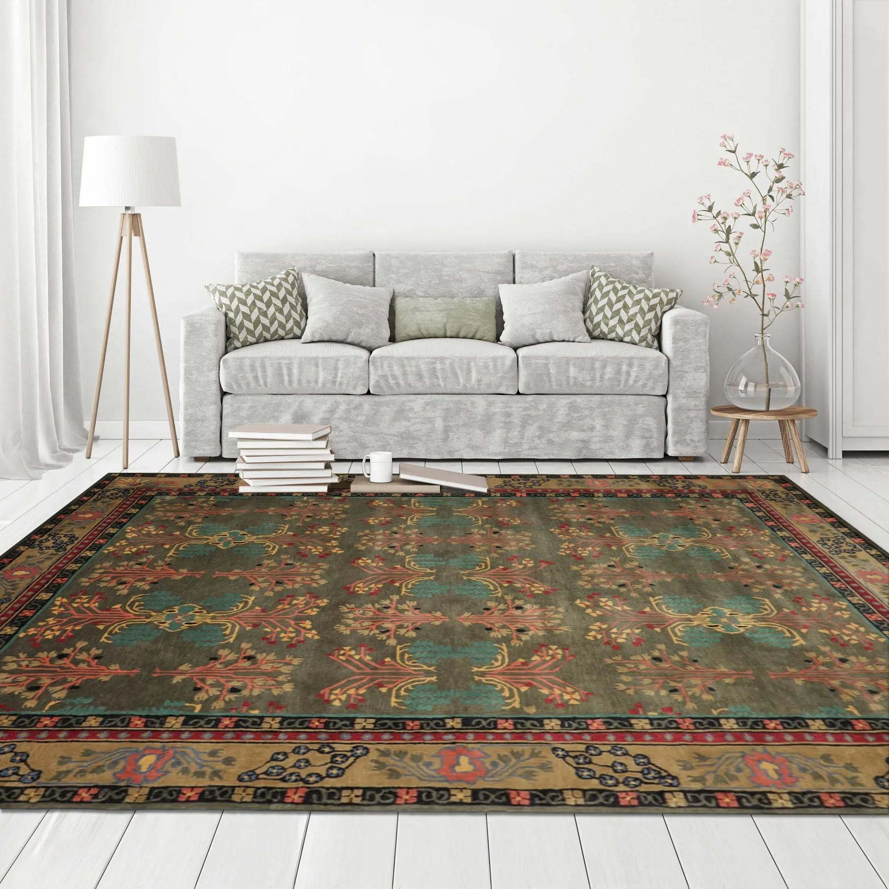 Donegal Arts & Crafts Multi Sizes Handmade Wool Oriental Area Rug Gray Green