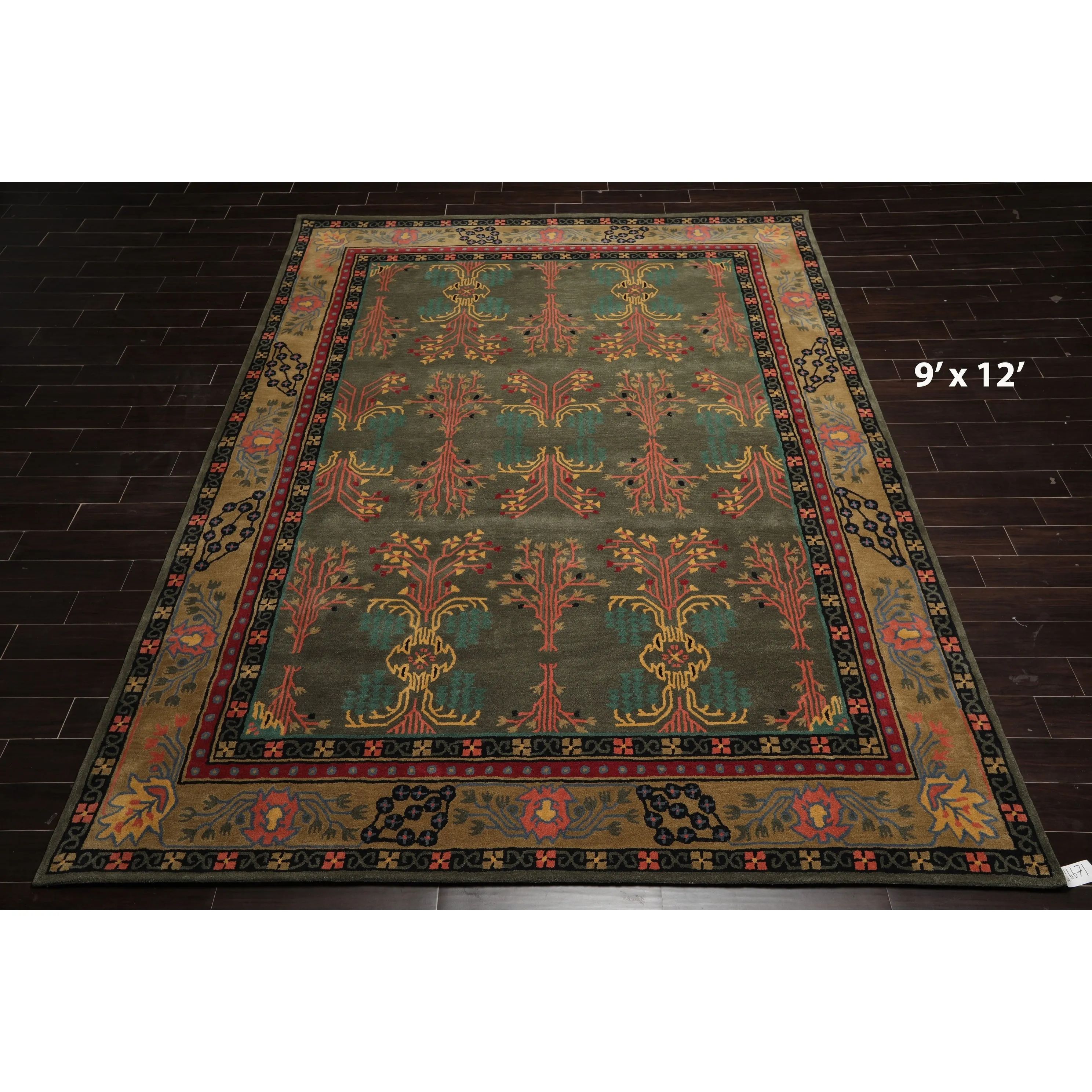 Donegal Arts & Crafts Multi Sizes Handmade Wool Oriental Area Rug Gray Green