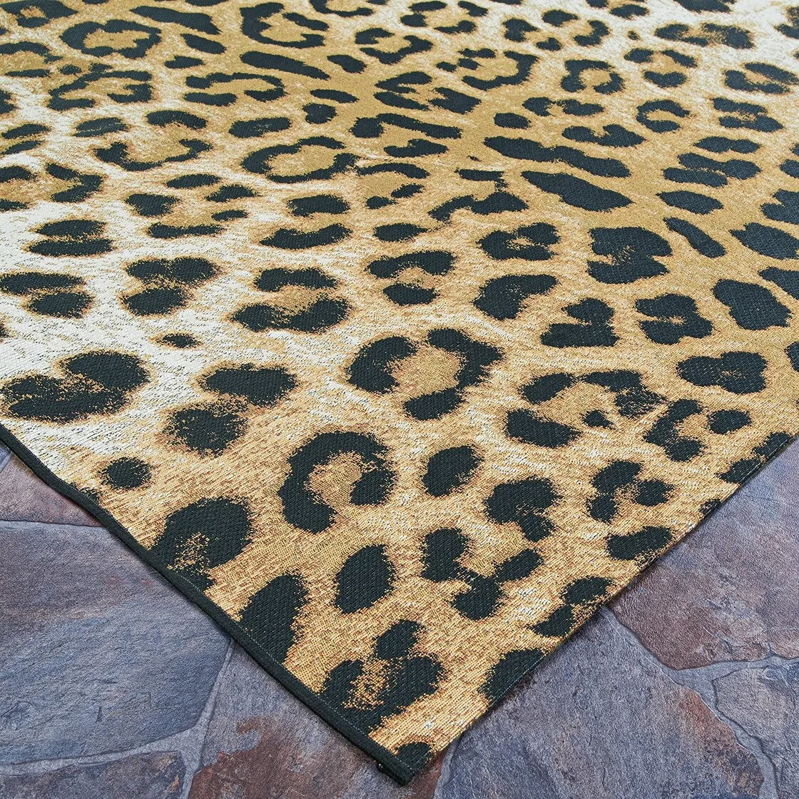 Dream Decor Rugs Gelato Jungle Leopard Black Beige Outdoor Area Rug