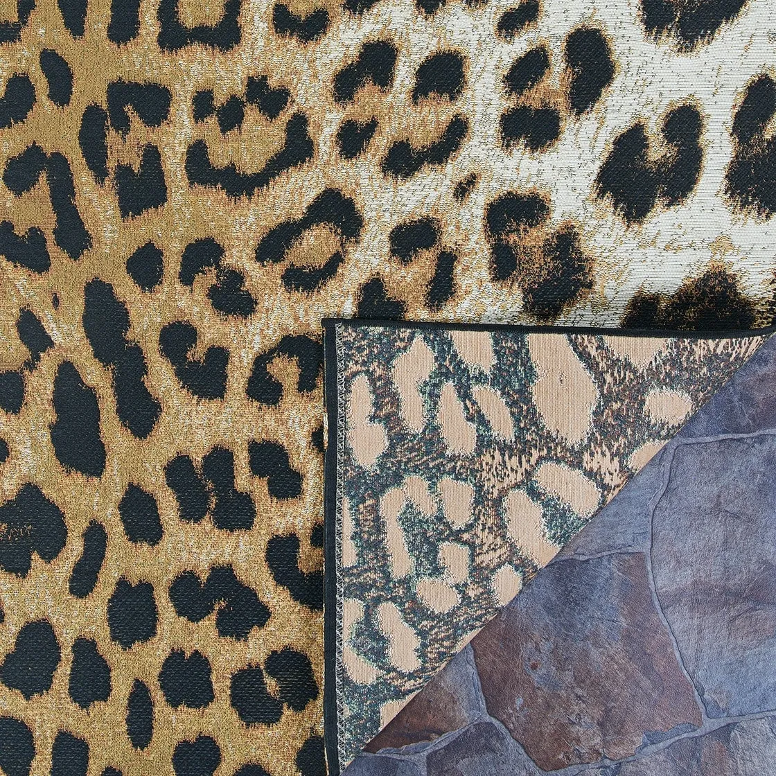 Dream Decor Rugs Gelato Jungle Leopard Black Beige Outdoor Area Rug
