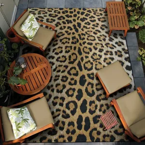 Dream Decor Rugs Gelato Jungle Leopard Black Beige Outdoor Area Rug