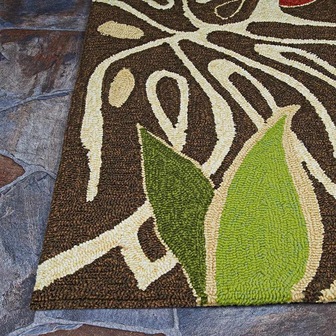Dream Decor Rugs Miami Palms Brown Deep Green Indoor Outdoor Area Rug