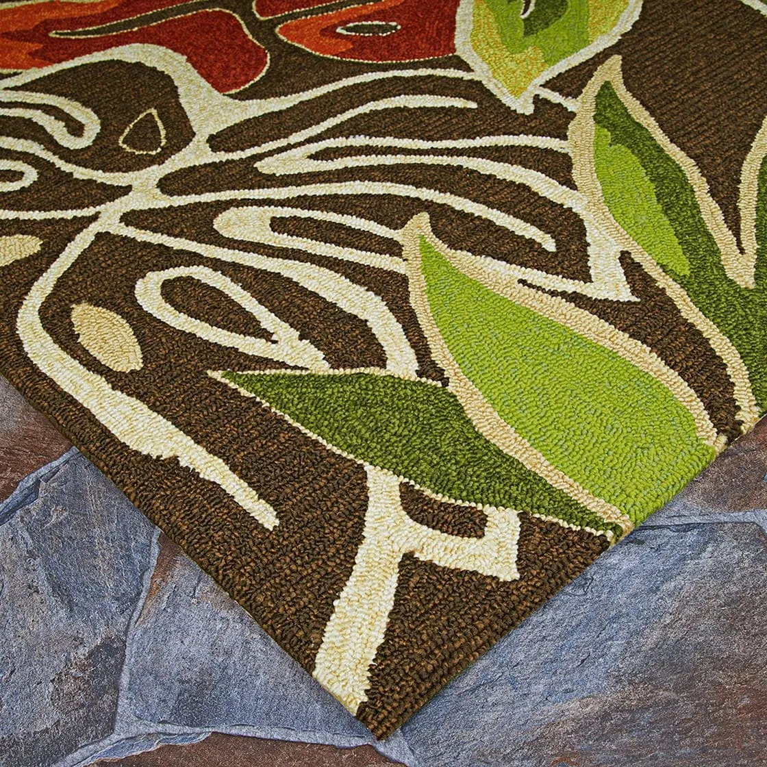 Dream Decor Rugs Miami Palms Brown Deep Green Indoor Outdoor Area Rug