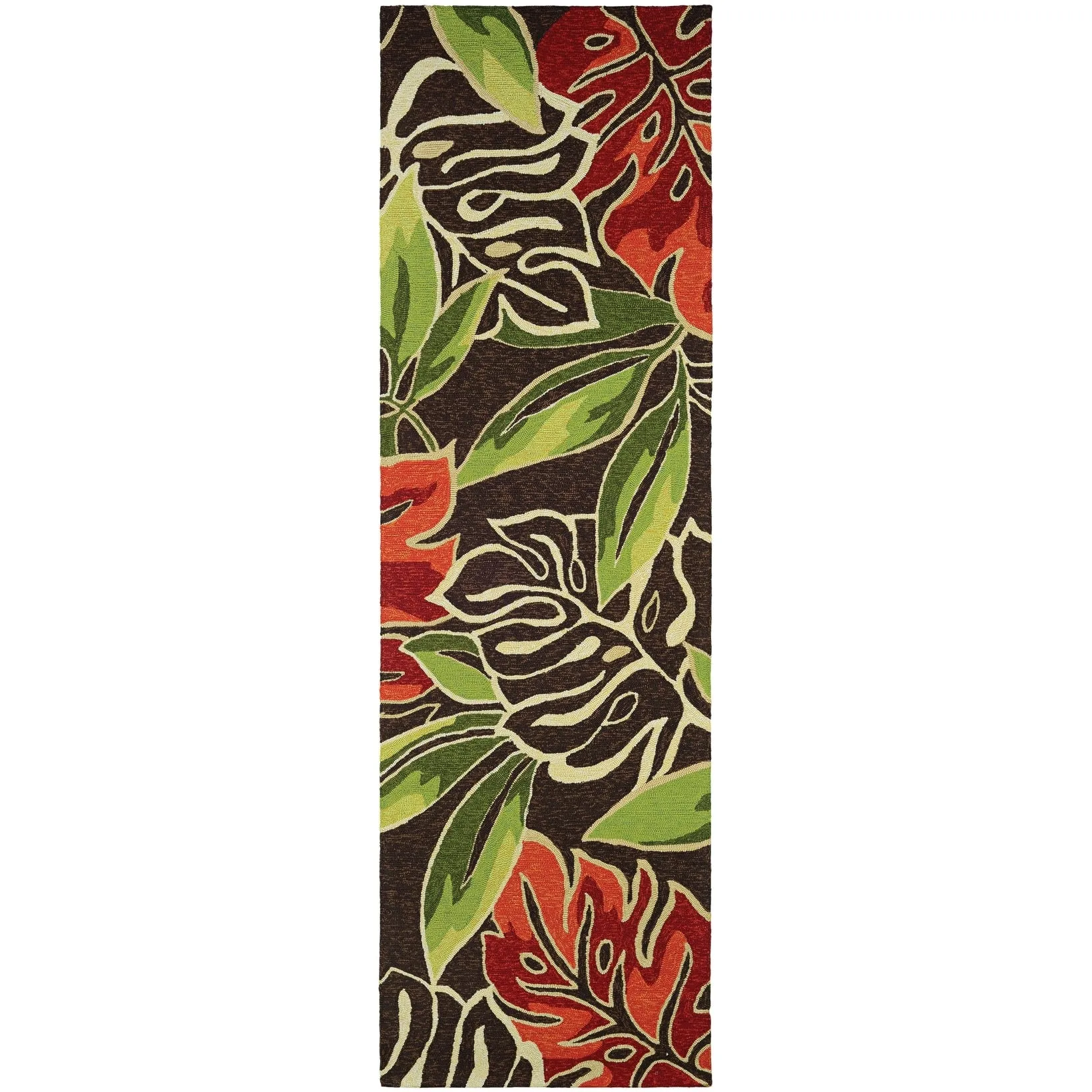 Dream Decor Rugs Miami Palms Brown Deep Green Indoor Outdoor Area Rug