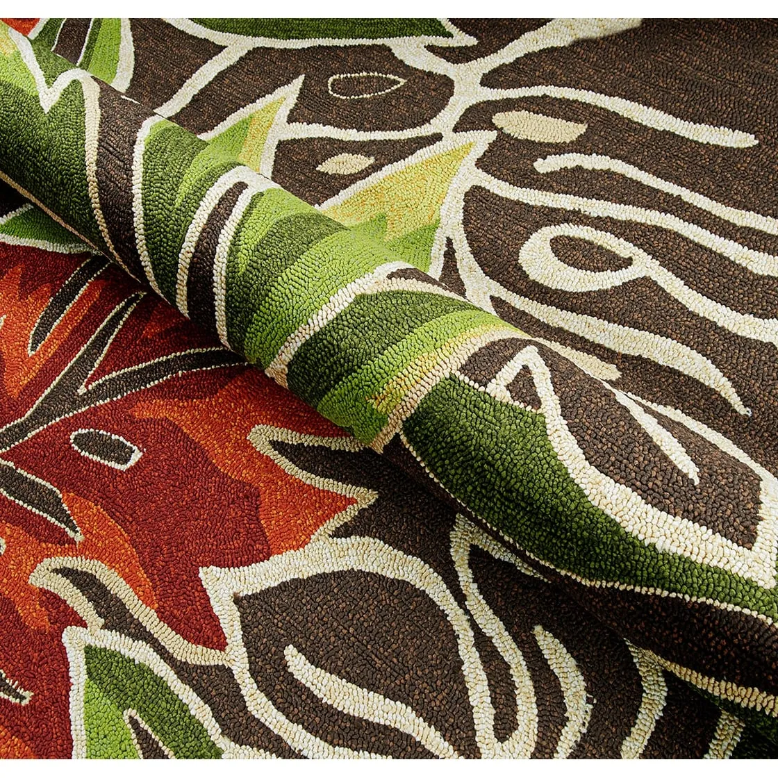 Dream Decor Rugs Miami Palms Brown Deep Green Indoor Outdoor Area Rug