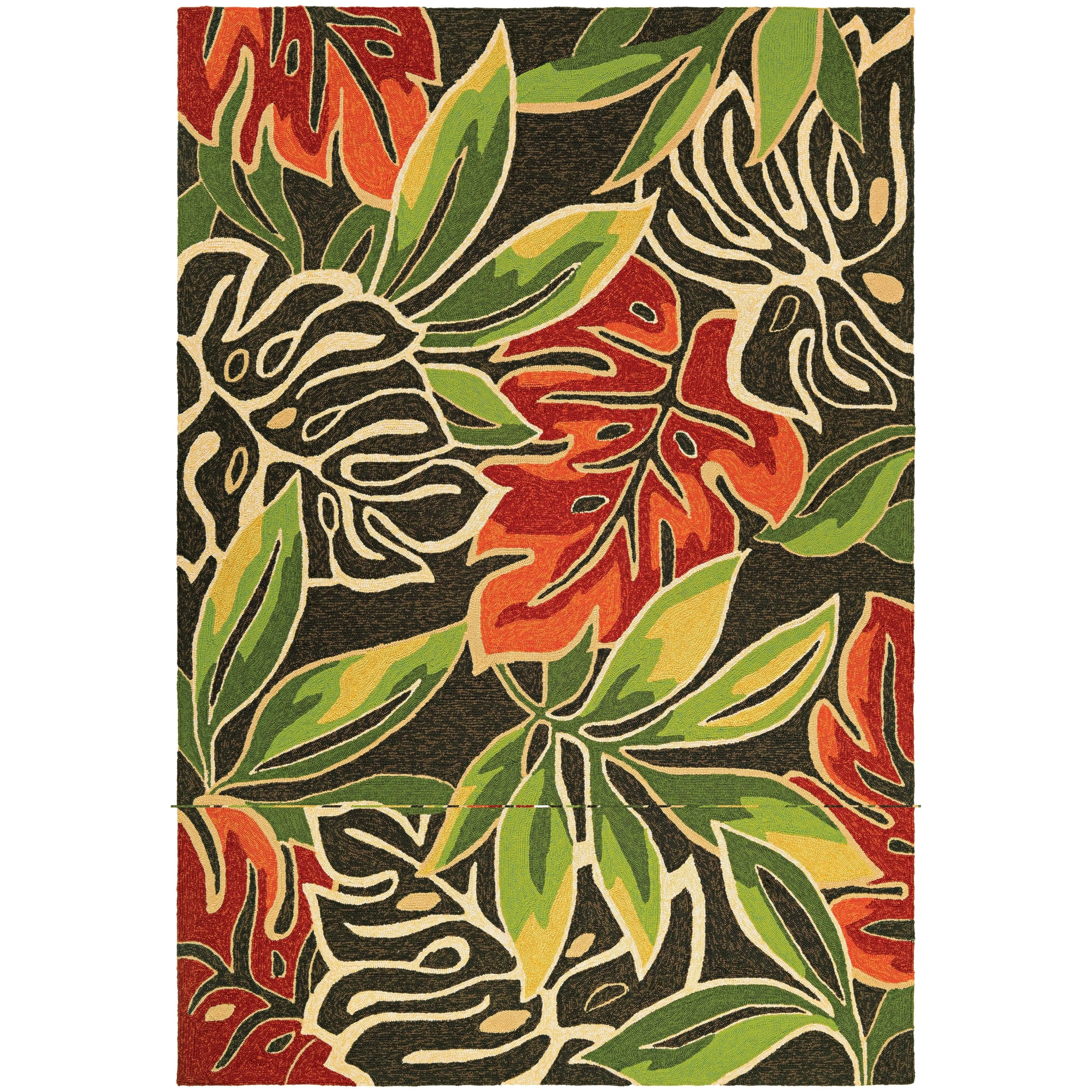 Dream Decor Rugs Miami Palms Brown Deep Green Indoor Outdoor Area Rug