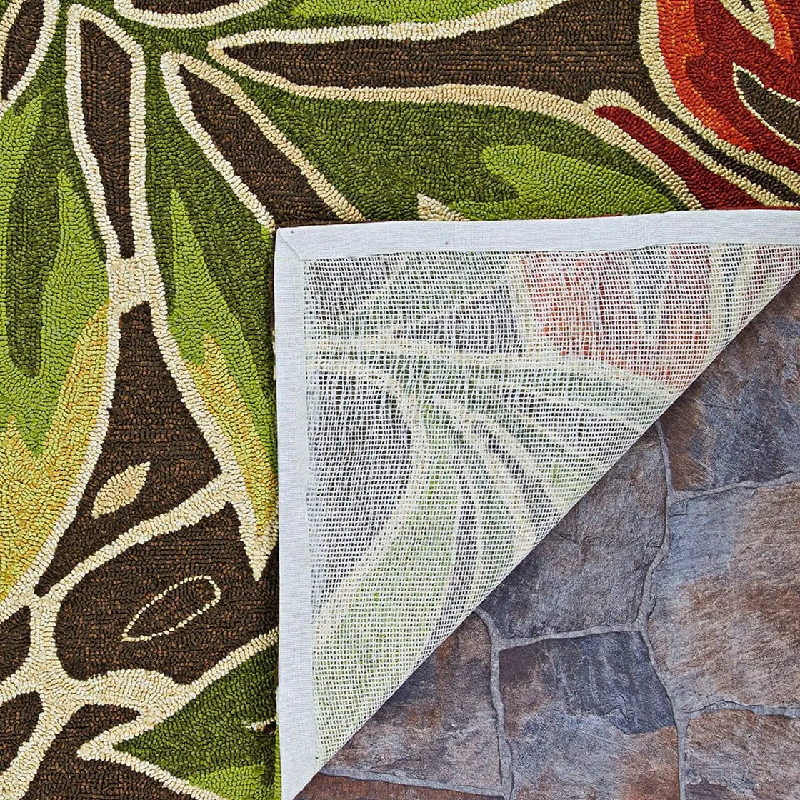 Dream Decor Rugs Miami Palms Brown Deep Green Indoor Outdoor Area Rug