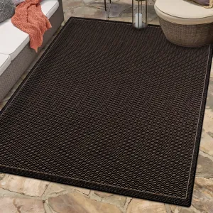 Dream Decor Rugs Pergola Basketweave Black Brown Outdoor Area Rug