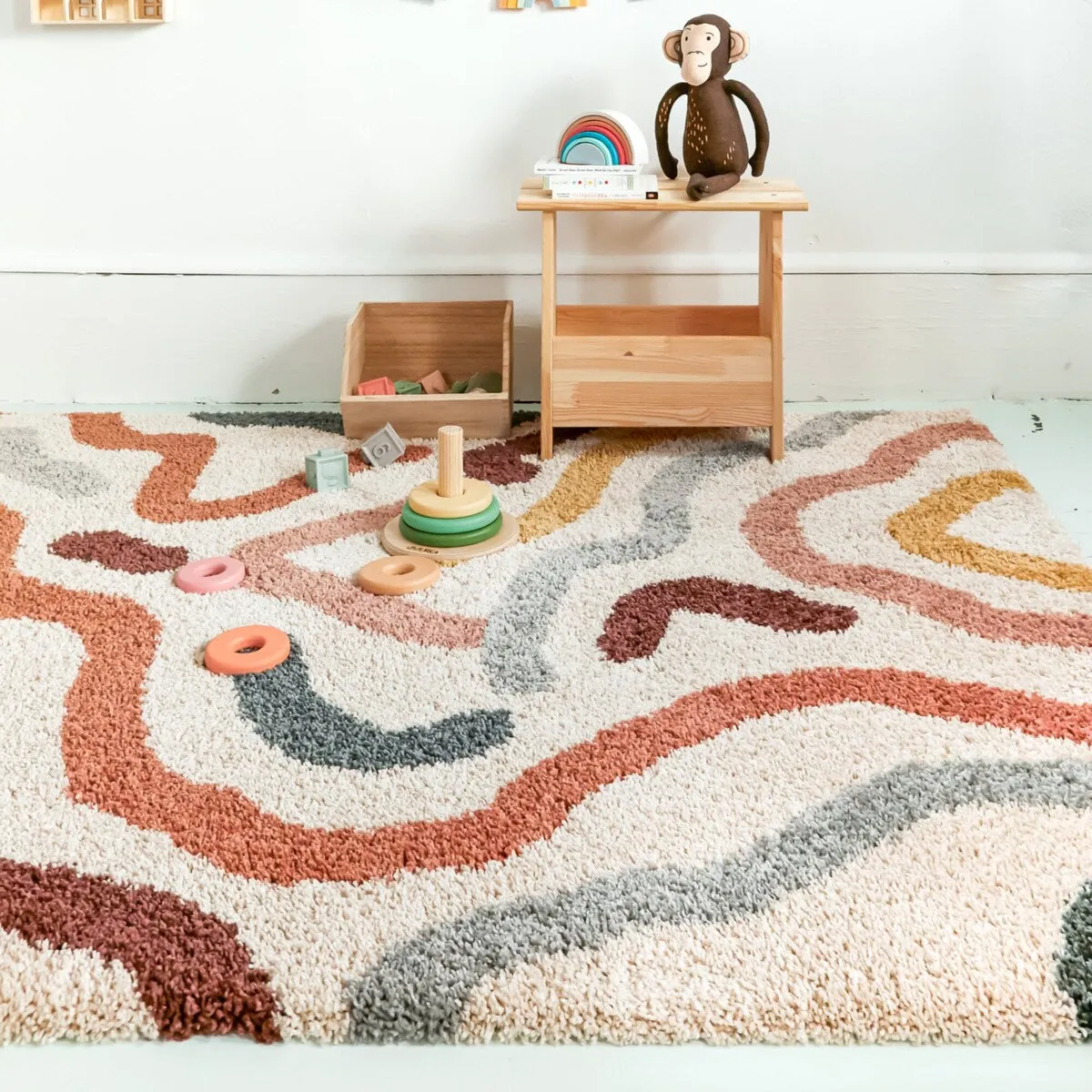 Duret Abstract Lines Contemporary Shag Area Rug