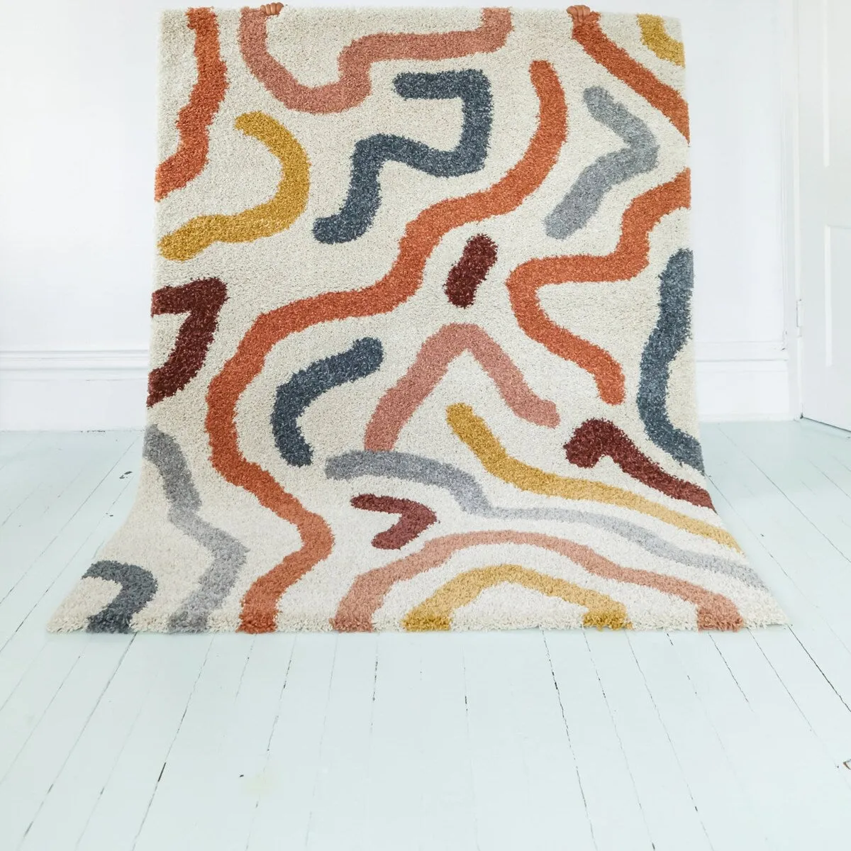 Duret Abstract Lines Contemporary Shag Area Rug