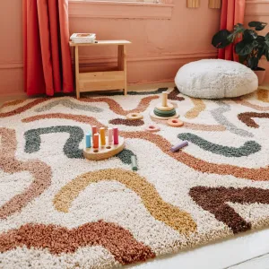 Duret Abstract Lines Contemporary Shag Area Rug