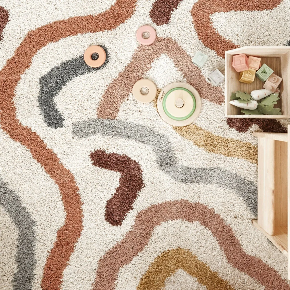 Duret Abstract Lines Contemporary Shag Area Rug
