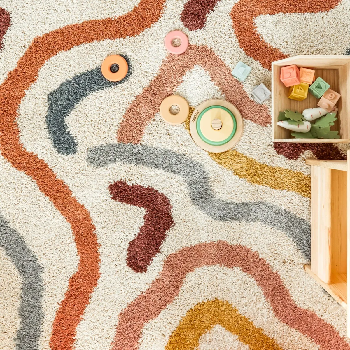 Duret Abstract Lines Contemporary Shag Area Rug