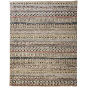 Eckhart Tribal Rug. Khaki Tan/Terracotta/Blue. Area Rug