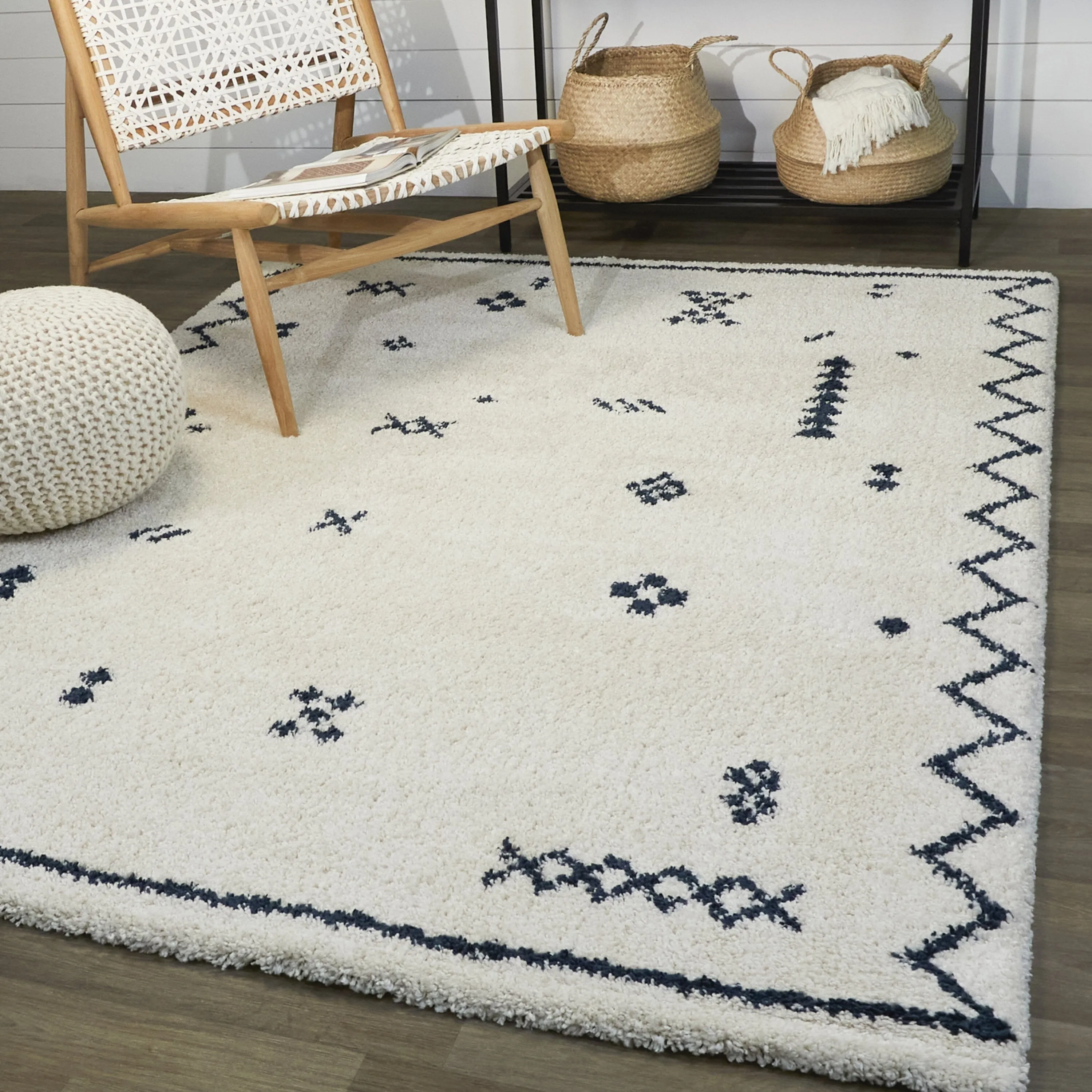 Eila Geometric Southwestern Shag Area Rug