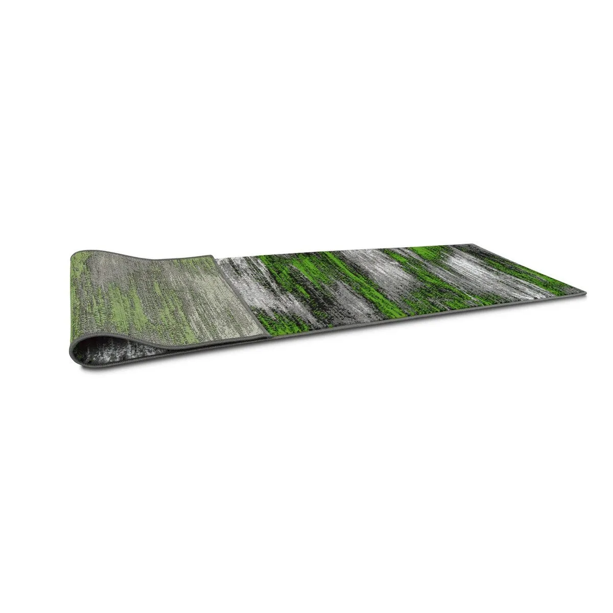 Electric Green. Grey. Silver. Black Abstract Rug Modern Contemporary Brush Pattern