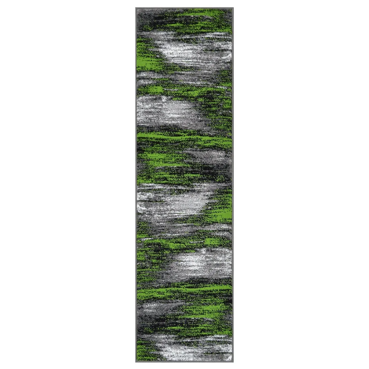 Electric Green. Grey. Silver. Black Abstract Rug Modern Contemporary Brush Pattern
