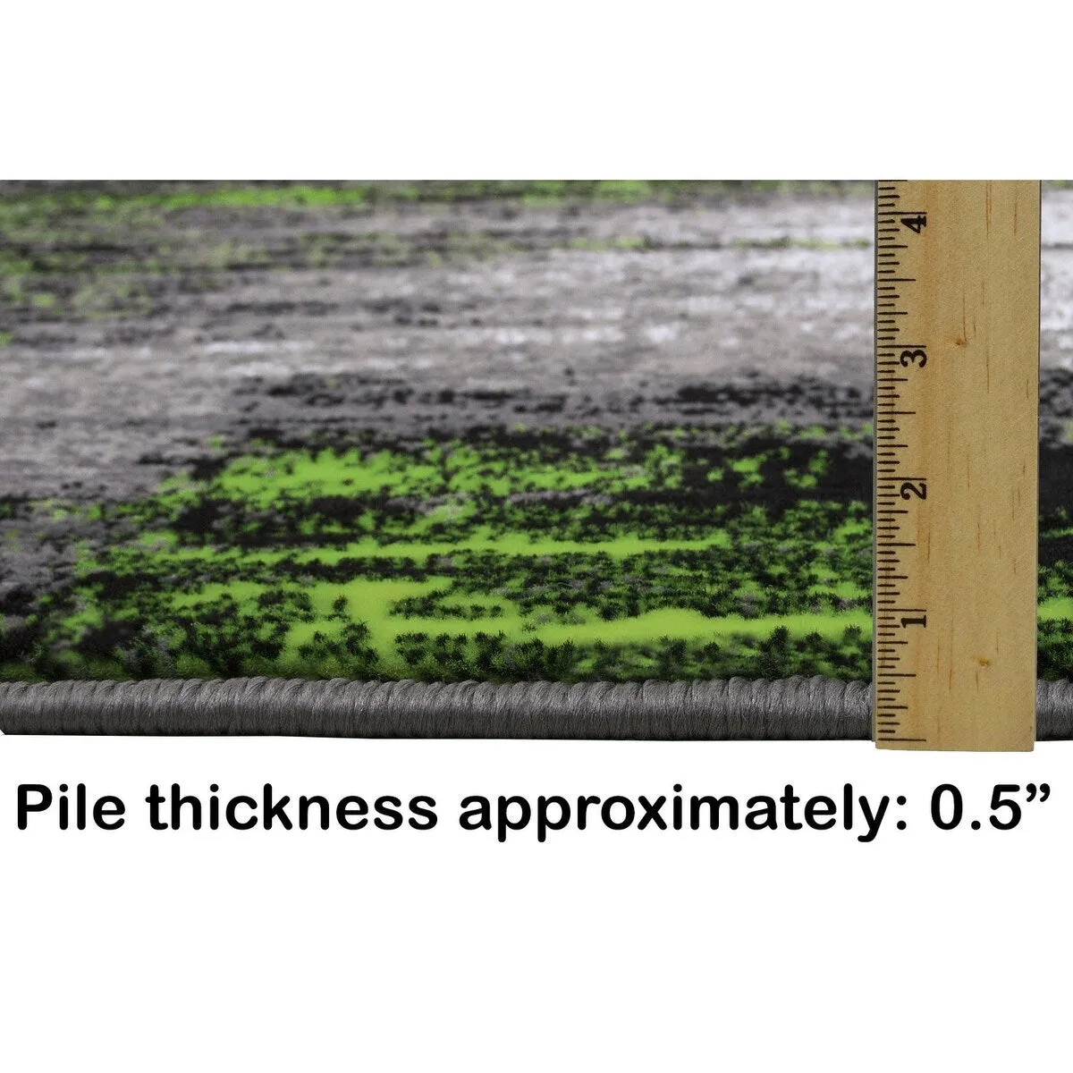 Electric Green. Grey. Silver. Black Abstract Rug Modern Contemporary Brush Pattern