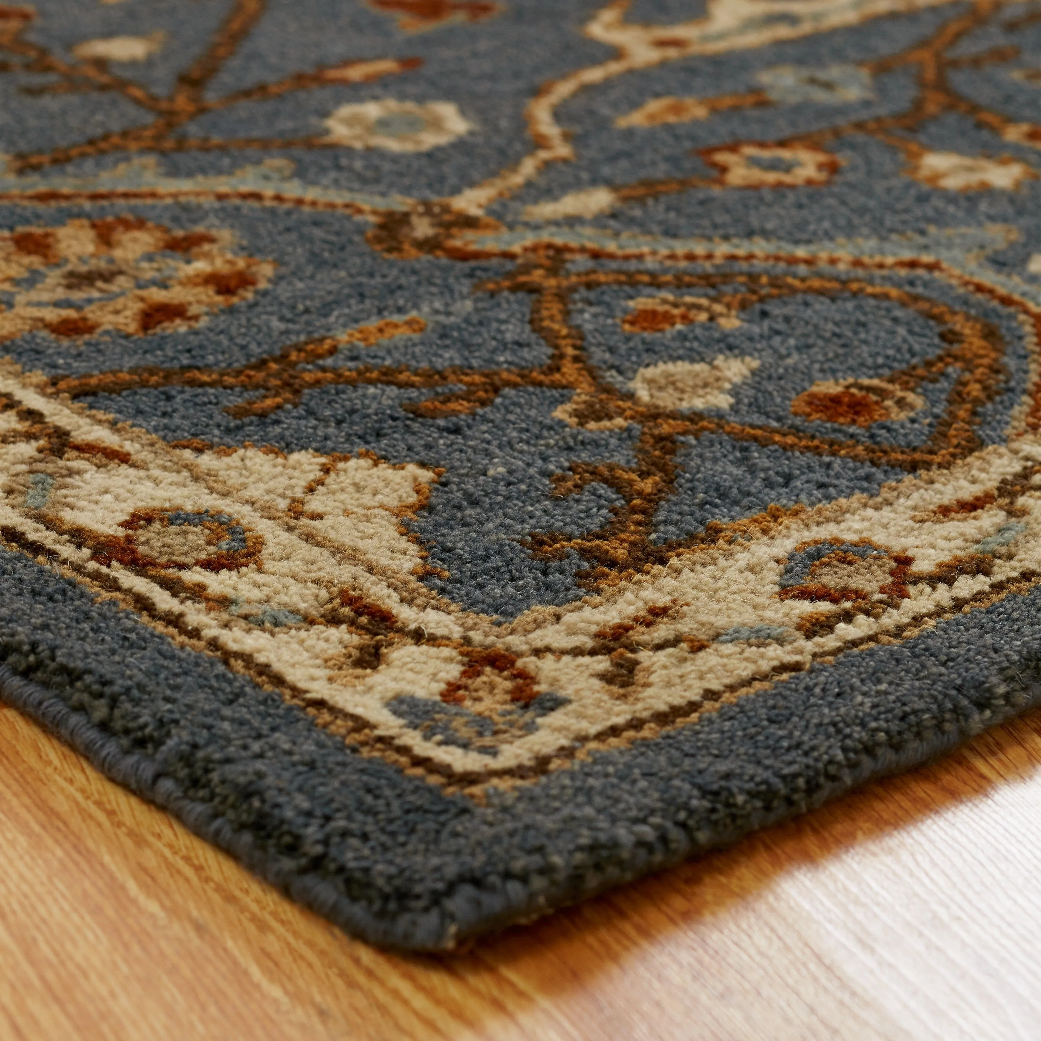 Empire Slate Blue Hand-tufted Wool Area Rug