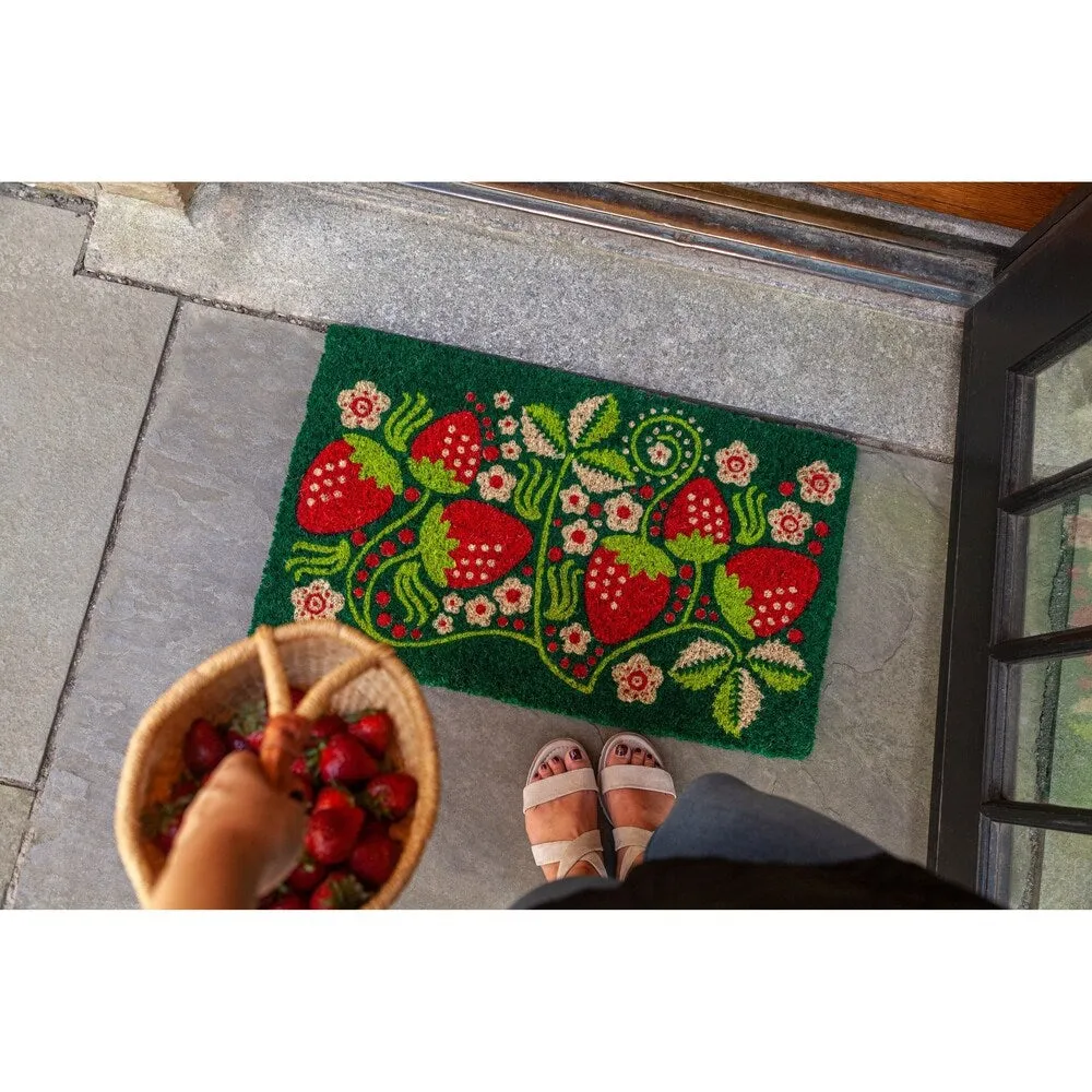Entryways Strawberry Vines Handwoven Coconut Fiber Doormat - 18 x 30