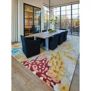 Everley Abstract Tufted Wool Rug. Sunny Yellow/Sky Blue. Area Rug