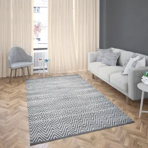 Fabstyles Herringbone Flatweave Cotton Area Rag Rug for Living Room