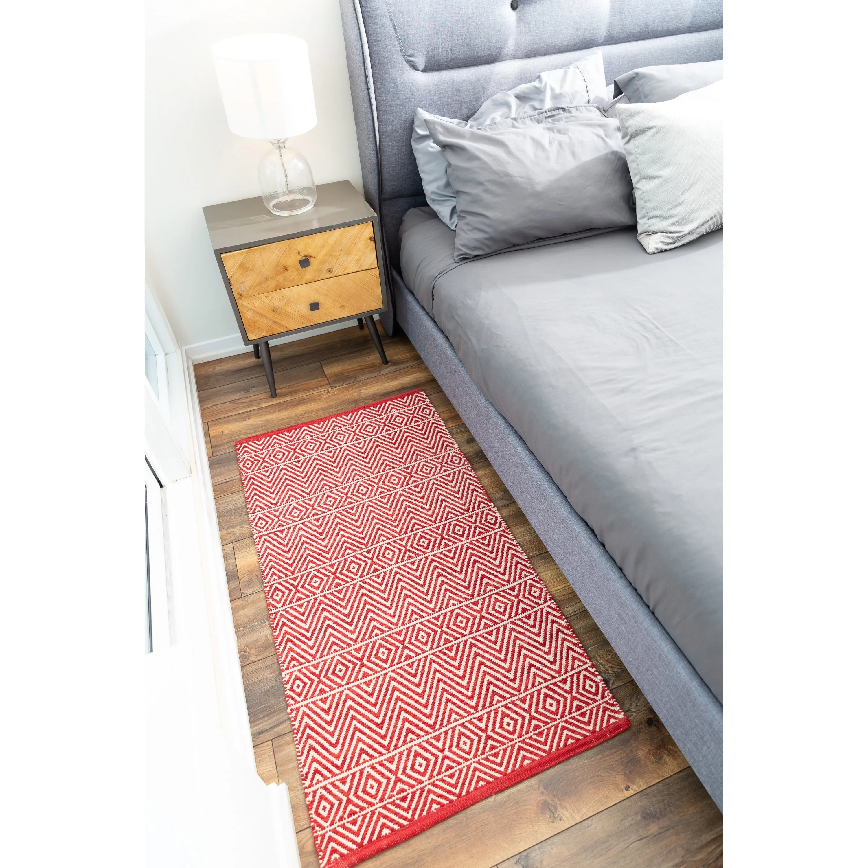 Fabstyles Herringbone Flatweave Cotton Area Rag Rug for Living Room