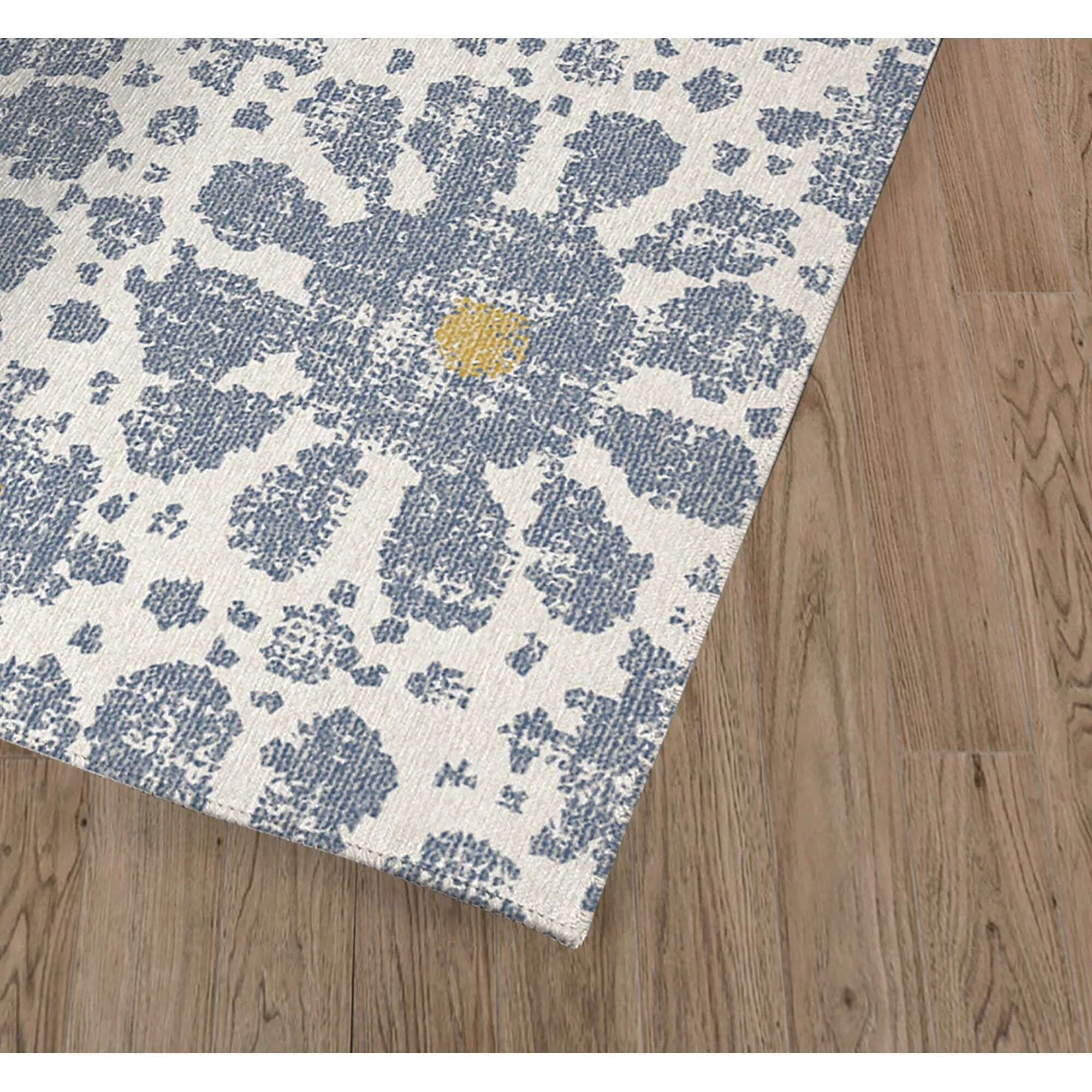 FARMHOUSE FLOWER DENIM BLUE Kitchen Mat By Kavka Designs