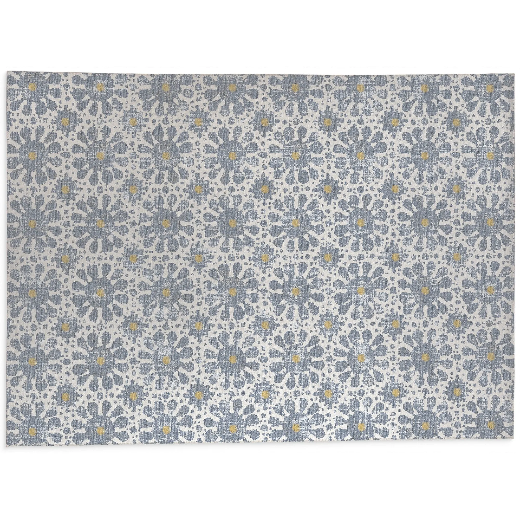 FARMHOUSE FLOWER DENIM BLUE Kitchen Mat By Kavka Designs