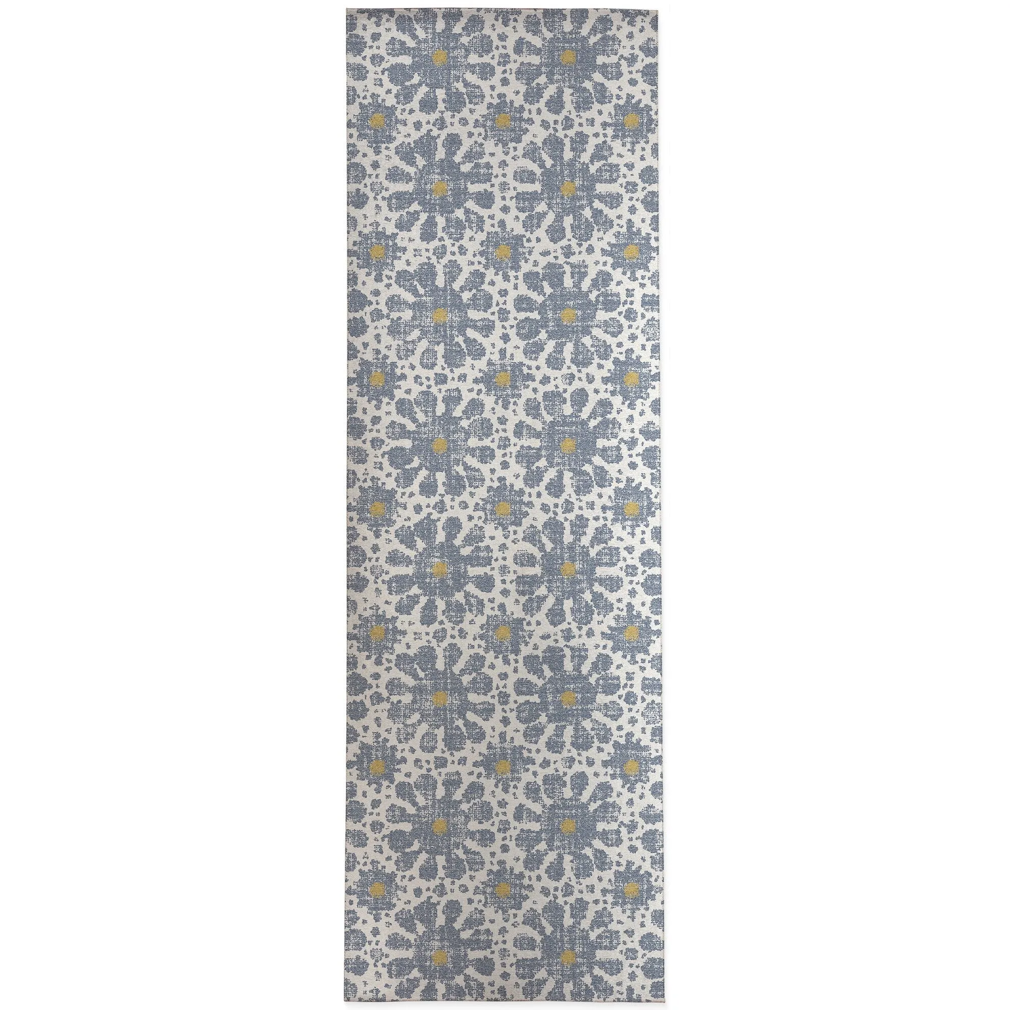 FARMHOUSE FLOWER DENIM BLUE Kitchen Mat By Kavka Designs