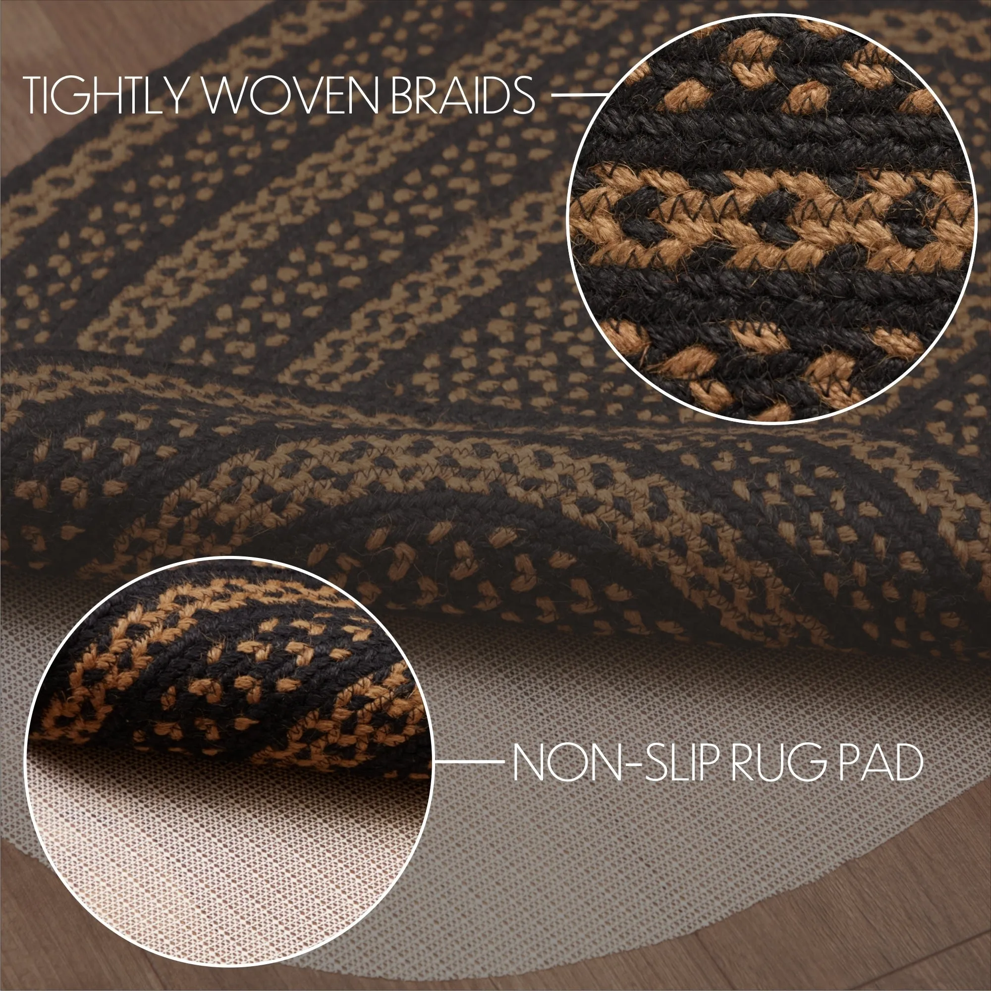 Farmhouse Jute Rug Oval w/ Pad 24x36 - 2' x 3' Oval
