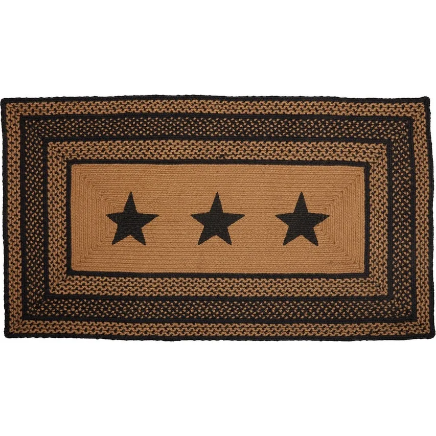 Farmhouse Jute Rug Rect Stencil Stars w/ Pad 27x48 - 27 x 48 Rectangle