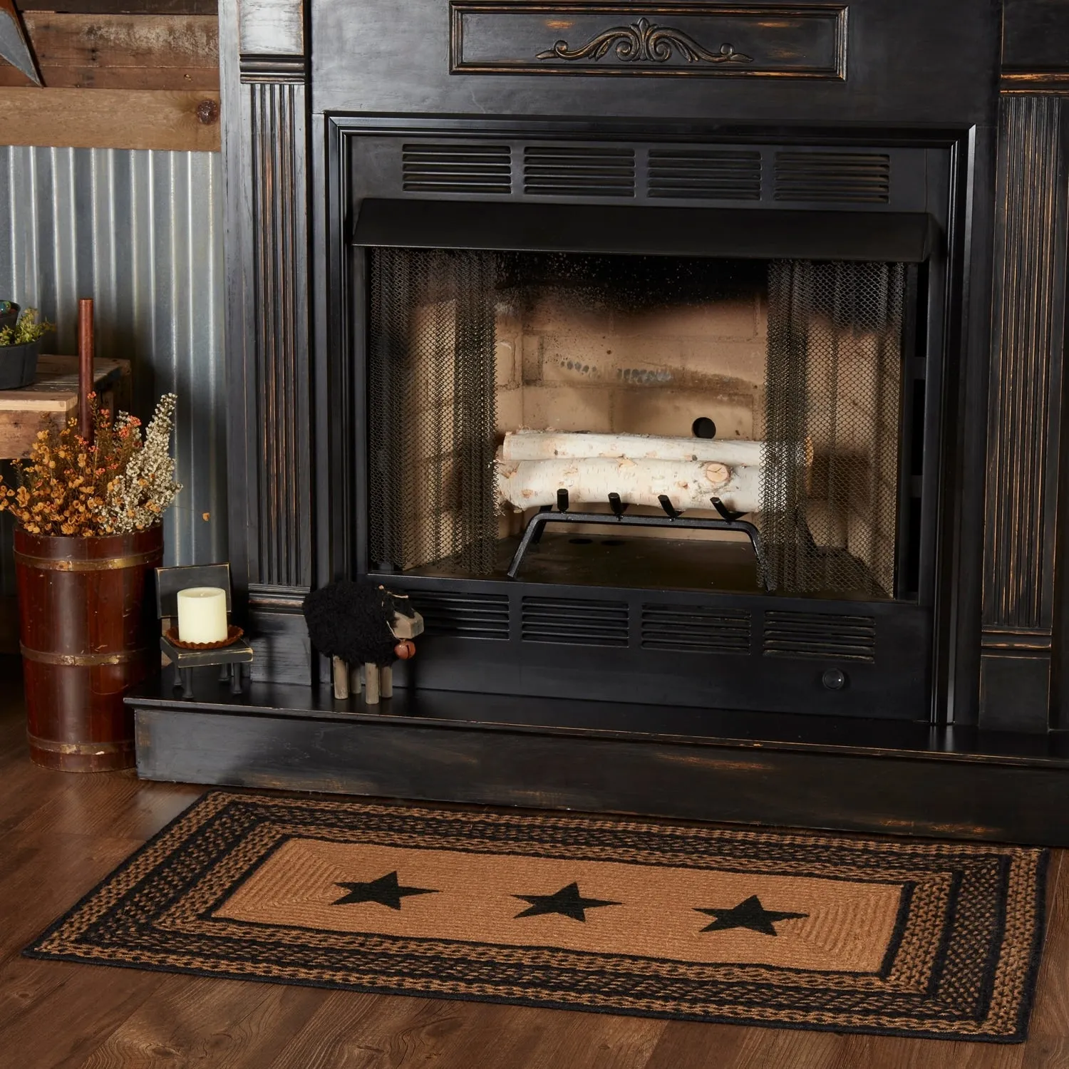 Farmhouse Jute Rug Rect Stencil Stars w/ Pad 27x48 - 27 x 48 Rectangle