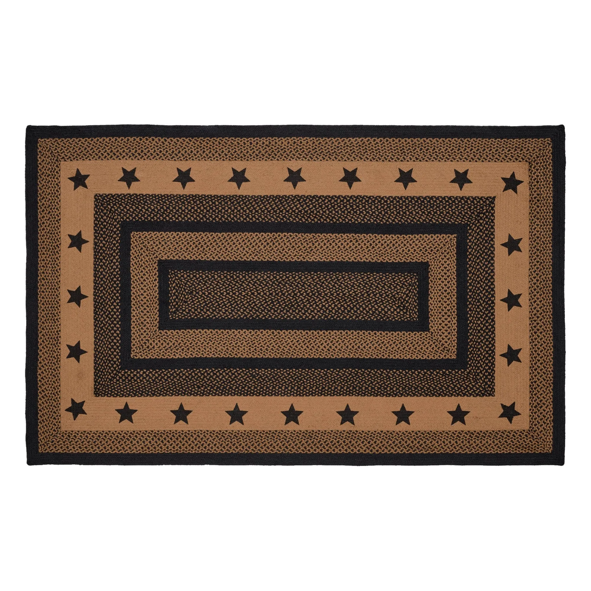 Farmhouse Jute Rug Rect Stencil Stars w/ Pad 60x96 - 5' x 8'/Surplus