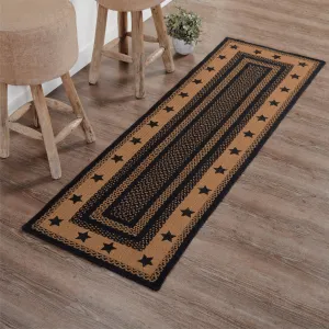Farmhouse Jute Rug/Runner Rect Stencil Stars w/ Pad 24x78 - 2' x 6'
