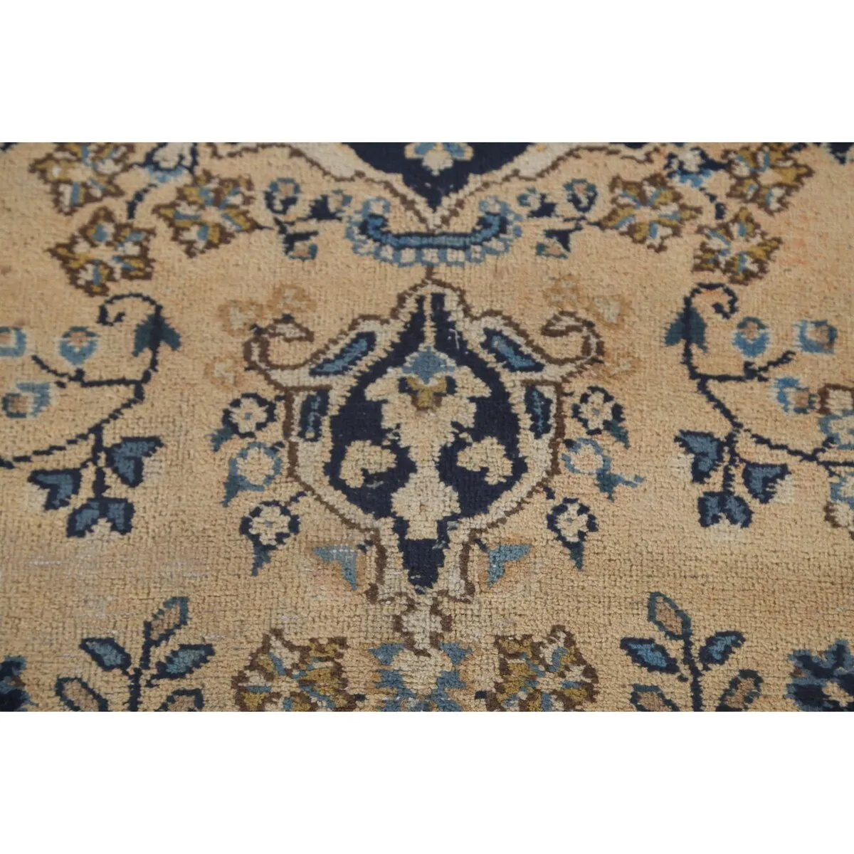 Floral Mashad Persian Vintage Rug Hand-Knotted Wool Carpet - 6'3x 9'1