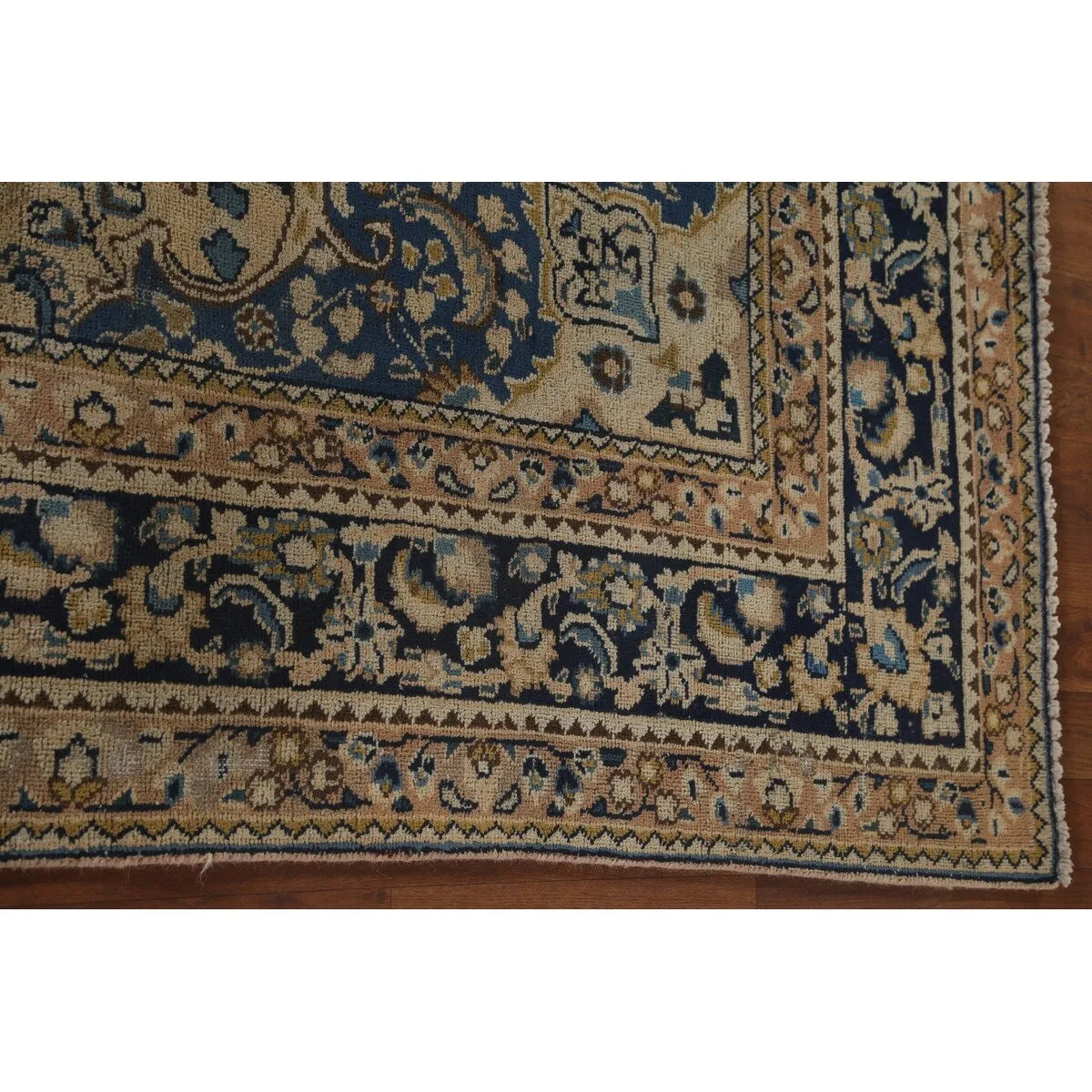 Floral Mashad Persian Vintage Rug Hand-Knotted Wool Carpet - 6'3x 9'1