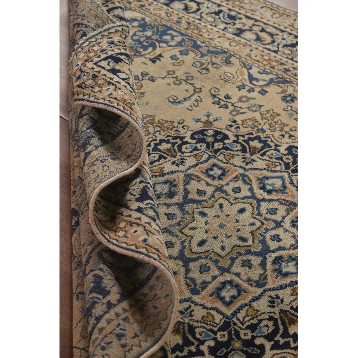 Floral Mashad Persian Vintage Rug Hand-Knotted Wool Carpet - 6'3x 9'1