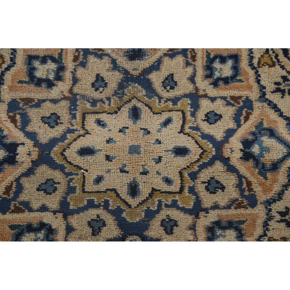 Floral Mashad Persian Vintage Rug Hand-Knotted Wool Carpet - 6'3x 9'1