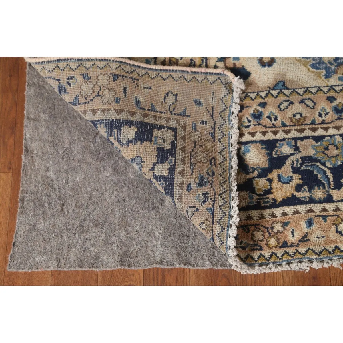 Floral Mashad Persian Vintage Rug Hand-Knotted Wool Carpet - 6'3x 9'1