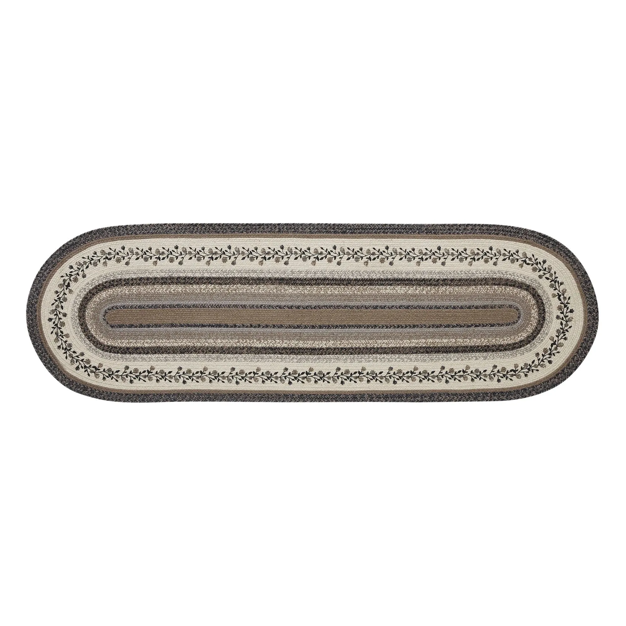 Floral Vine Jute Rug/Runner Oval w/ Pad 24x78