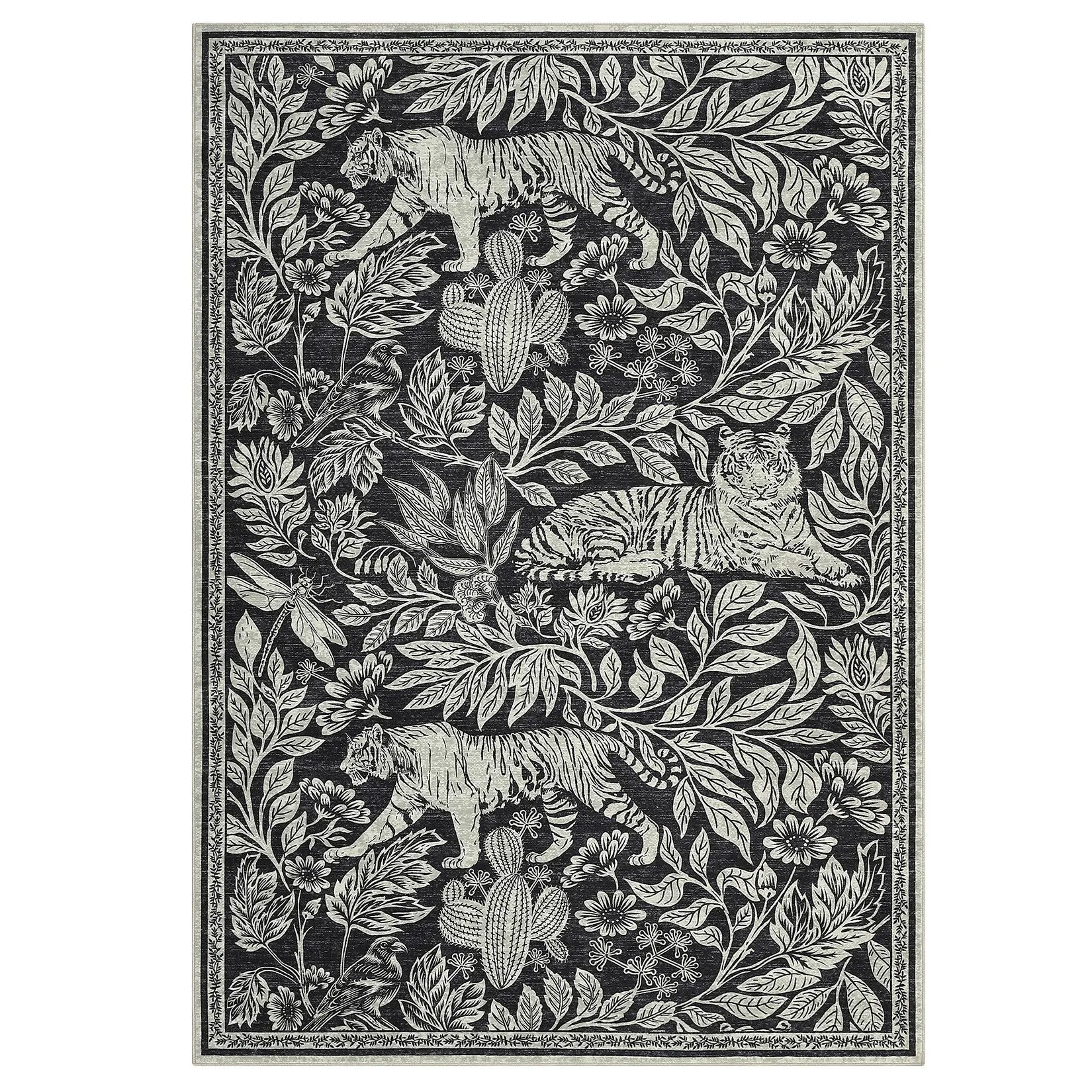 Forest Tiger Rugs Living Room Rug. Soft Washable Bedroom Rug. Low Pile Non-Slip Dining Room Home Office Carpet